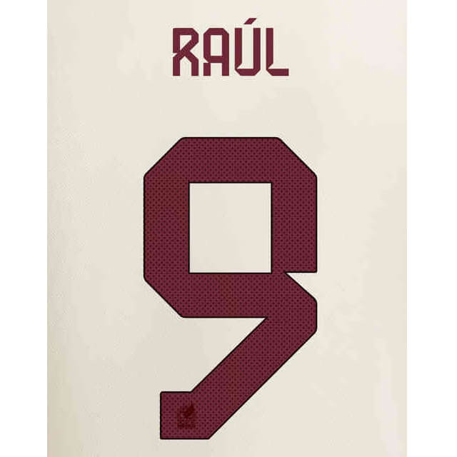 Mexico 2022-23 Away Raul #9 Youth Jersey Name Set (Back)