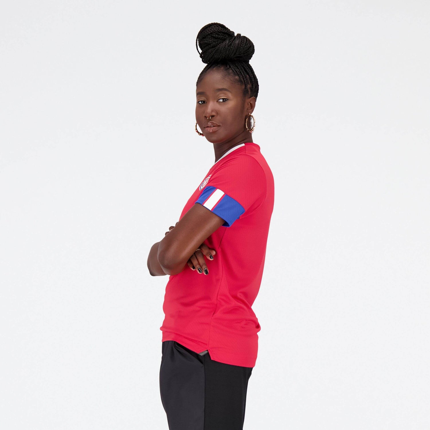 New Balance 2022-23 Women's Costa Rica Home Jersey - Red (Model - Side)