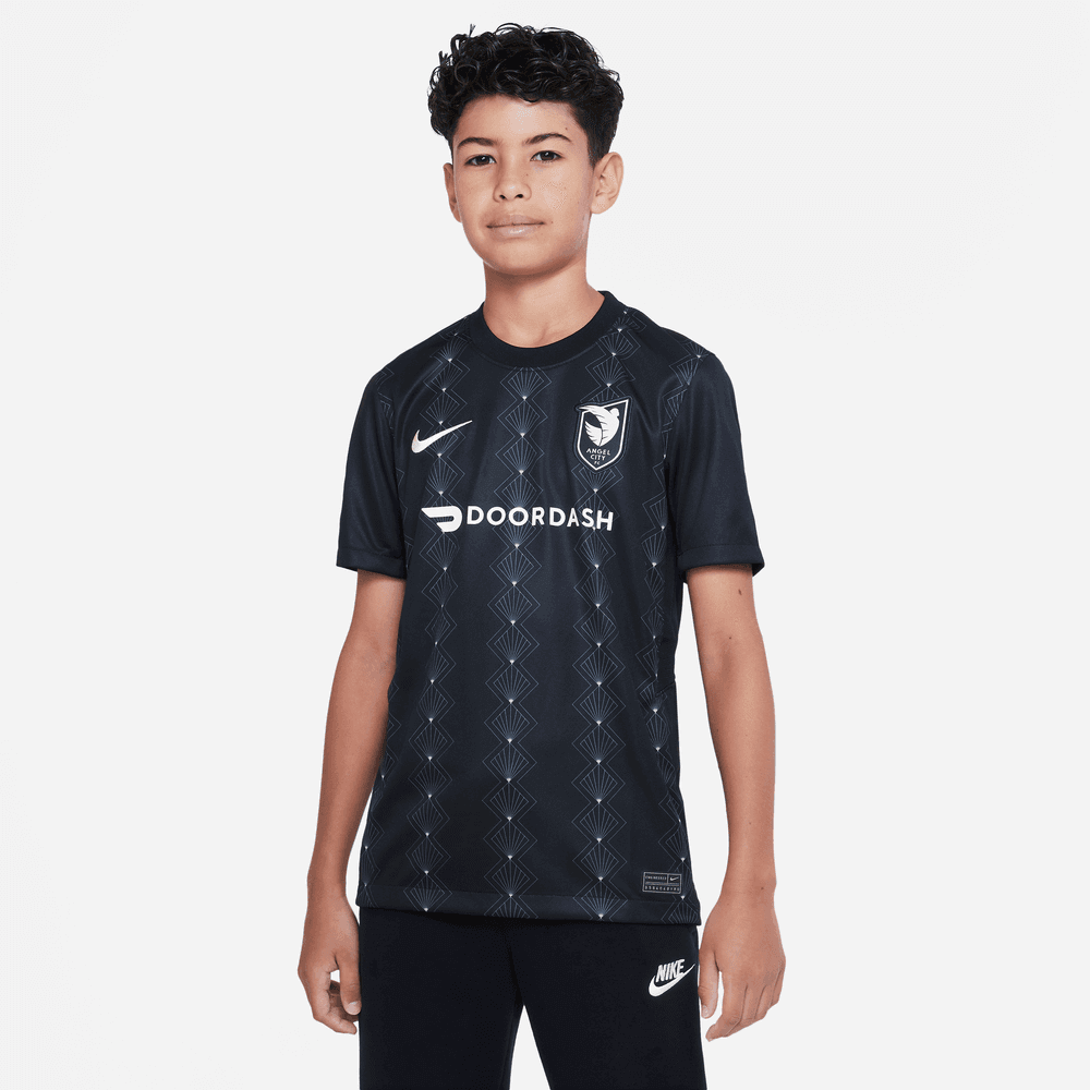 Nike 2022-23 Angel City FC Youth Home Jersey - Black-Silver (Model - Front)