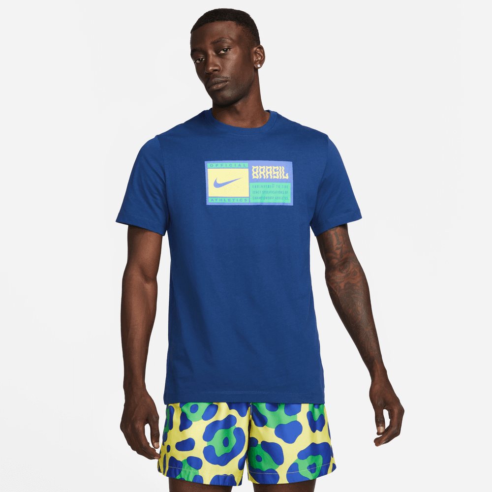 Nike 2022-23 Brazil Voice T-Shirt - Coastal Blue (Model - Front)