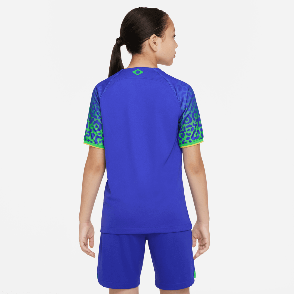 Nike 2022-23 Brazil Youth Away Jersey - Blue (Model - Back)