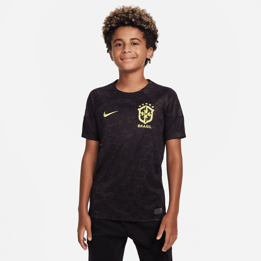 Nike 2022-23 Brazil Youth Goalkeeper Jersey - Black (Model - Front)
