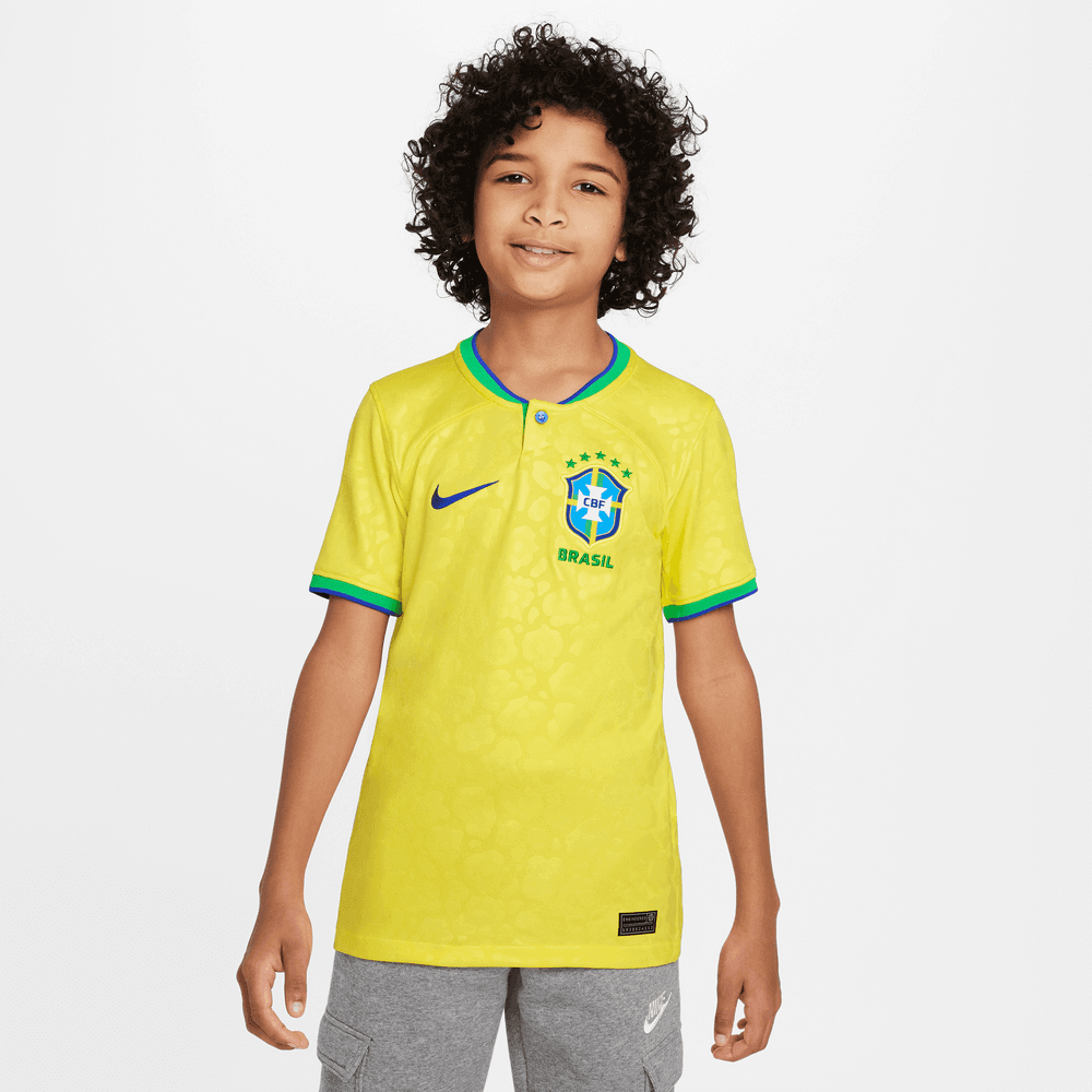 Nike 2022-23 Brazil Youth Home Jersey - Yellow (Model - Front)