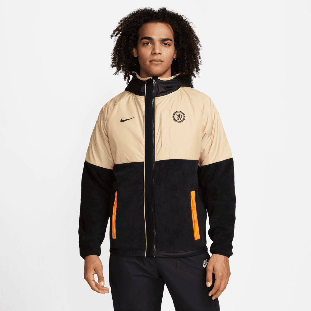 Nike 2022-23 Chelsea AWF Winterized Full-Zip Jacket - Sesame-Total Orange-Black (Model - Front)