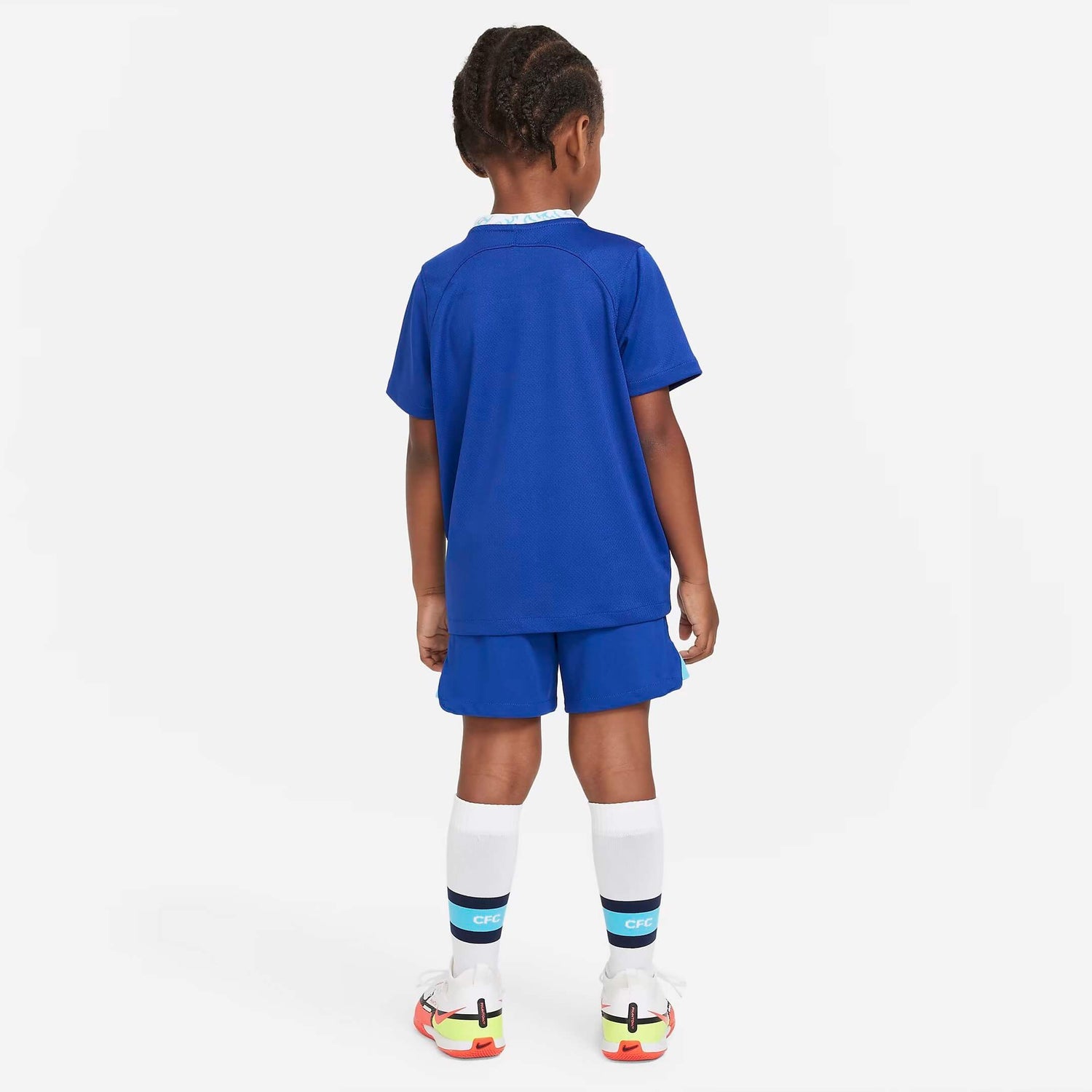 Nike 2022-23 Chelsea Kids' Home Mini Kit - Blue-White (Model - Back)