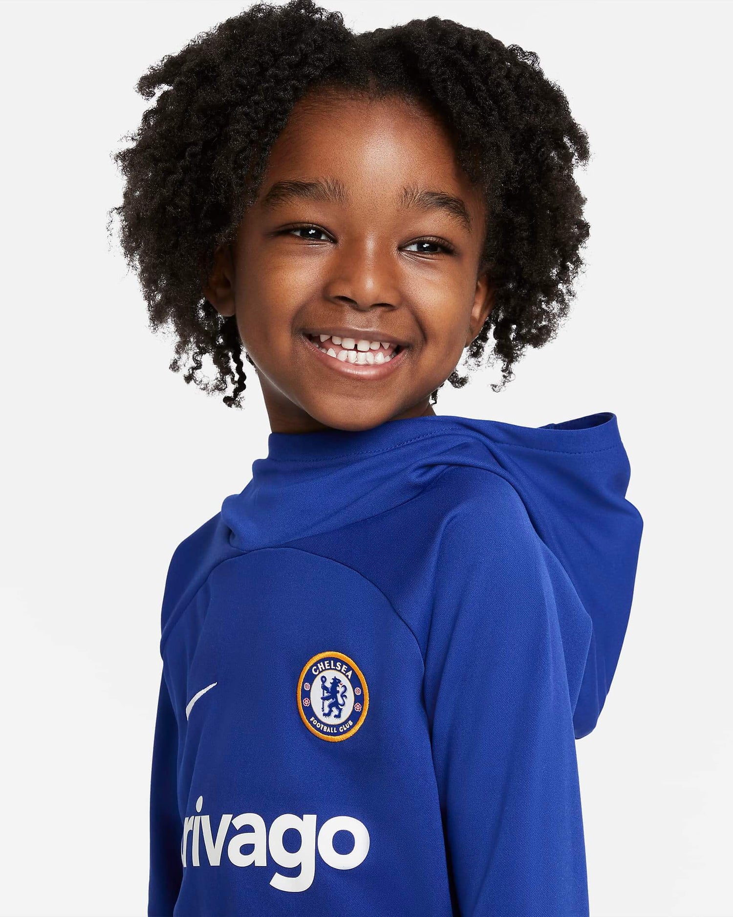 Nike 2022-23 Chelsea Youth Academy Pro Hoodie - Rush Blue-White (Detail 1)