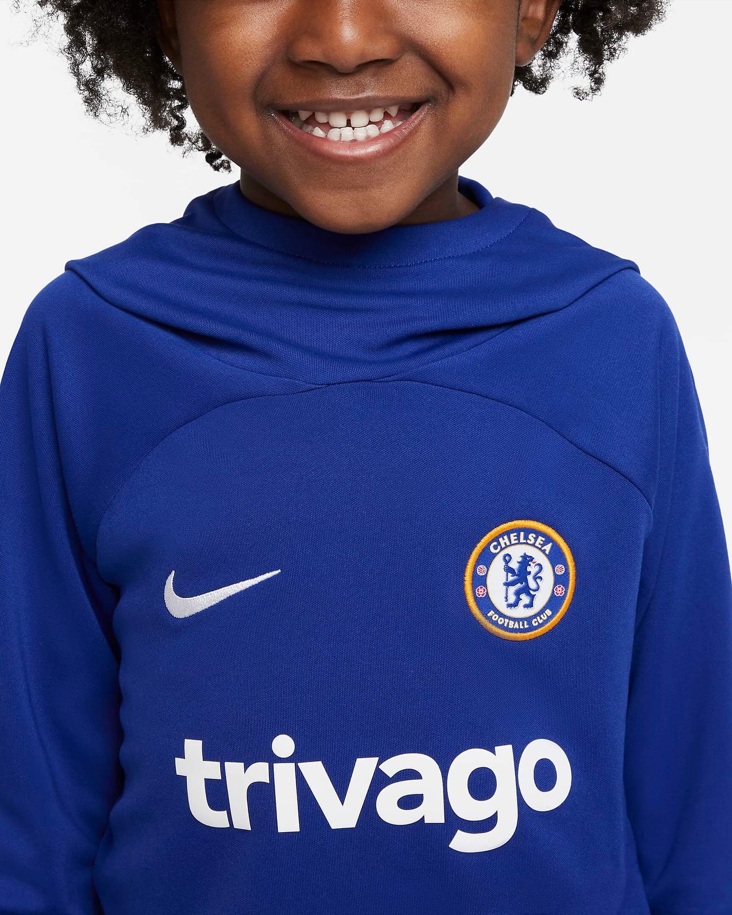 Nike 2022-23 Chelsea Youth Academy Pro Hoodie - Rush Blue-White (Detail 2)