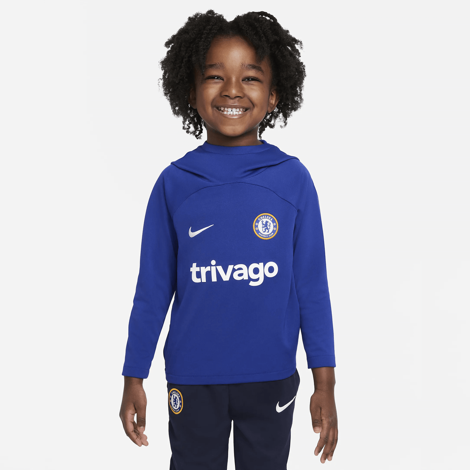 Nike 2022-23 Chelsea Youth Academy Pro Hoodie - Rush Blue-White (Model - Front)