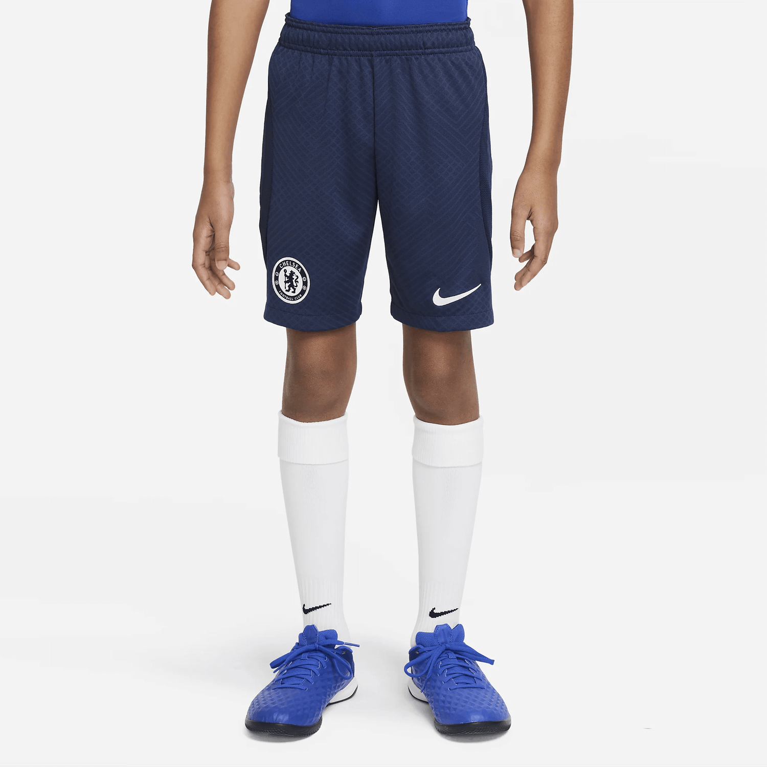 Nike 2022-23 Chelsea Youth Strike Shorts - College Navy-White (Model - Front)