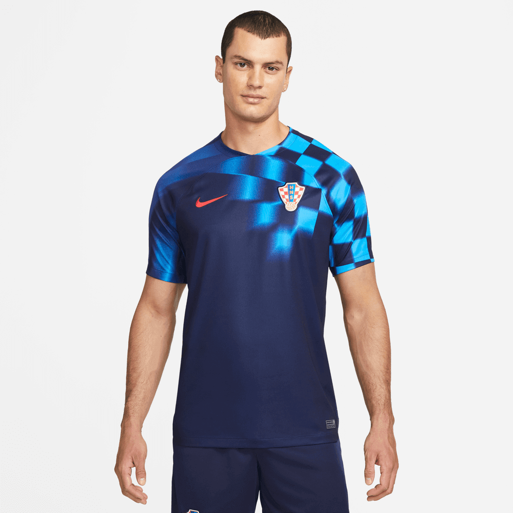 Nike 2022-23 Croatia Away Jersey Blackened Blue-Red (Model - Front)