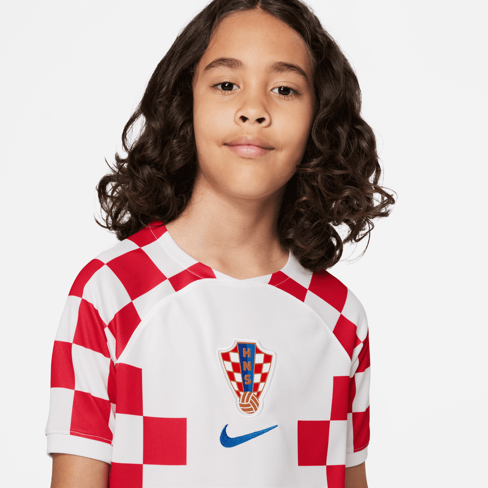 Nike 2022-23 Croatia Youth Home Jersey White-Red-Blue (Detail 1)