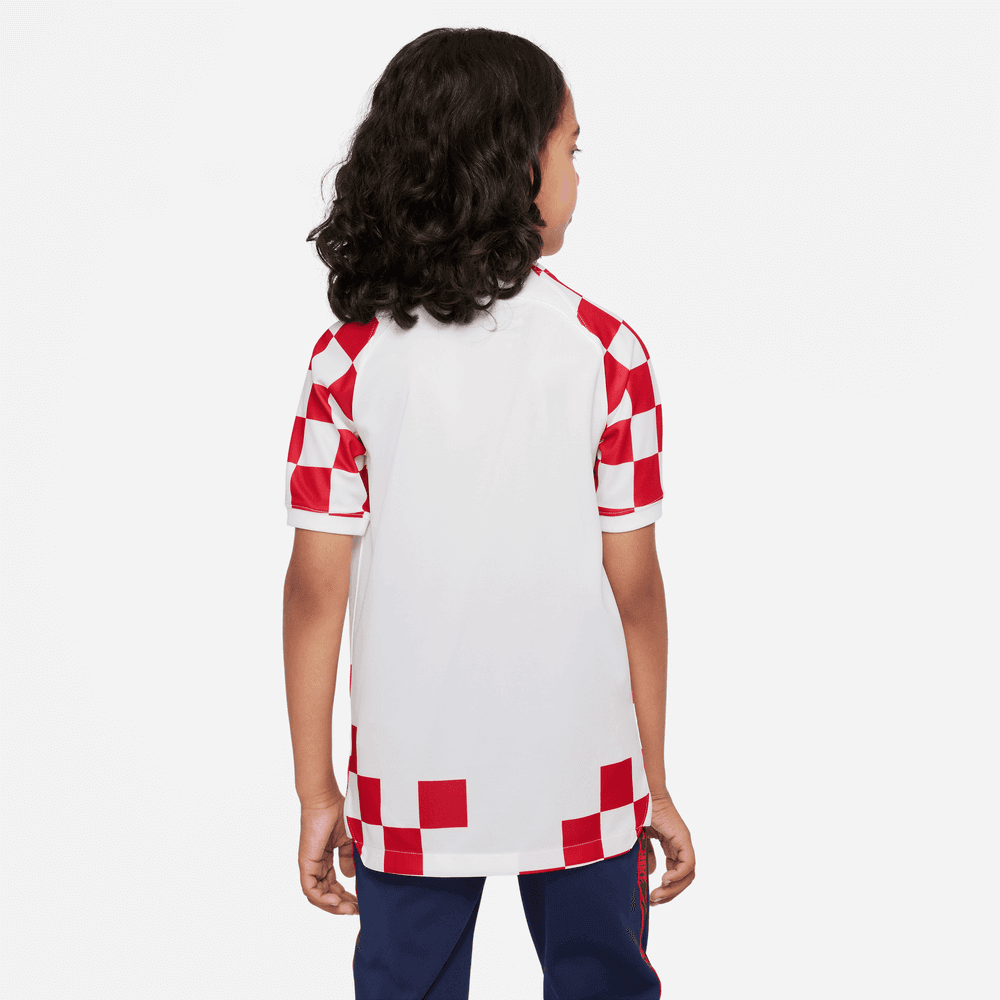 Nike 2022-23 Croatia Youth Home Jersey White-Red-Blue (Model - Back)