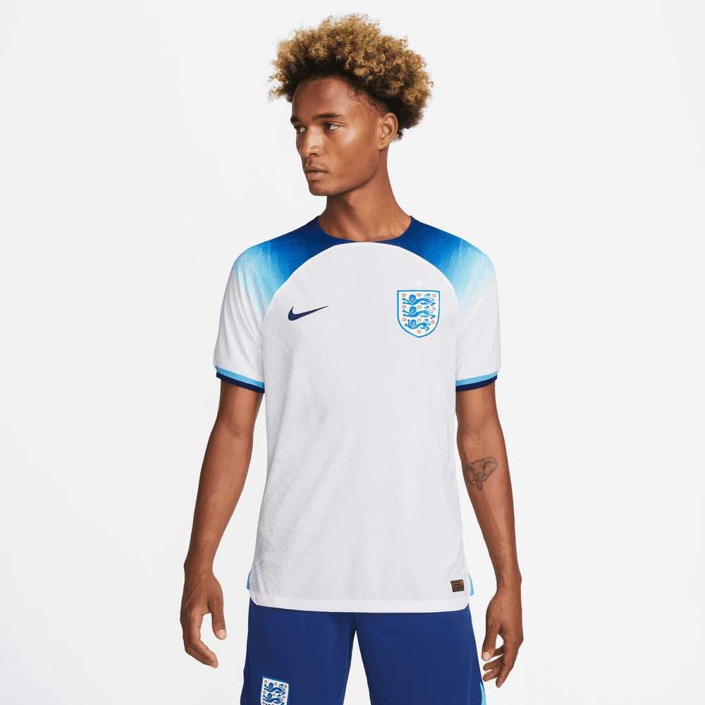 Nike 2022-23 England Authentic Home Jersey - White-Blue (Model - Front)