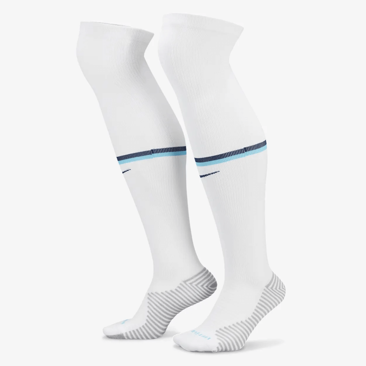Nike 2022-23 England Strike Home Knee-High Socks - White-Blue (Pair - Lateral)