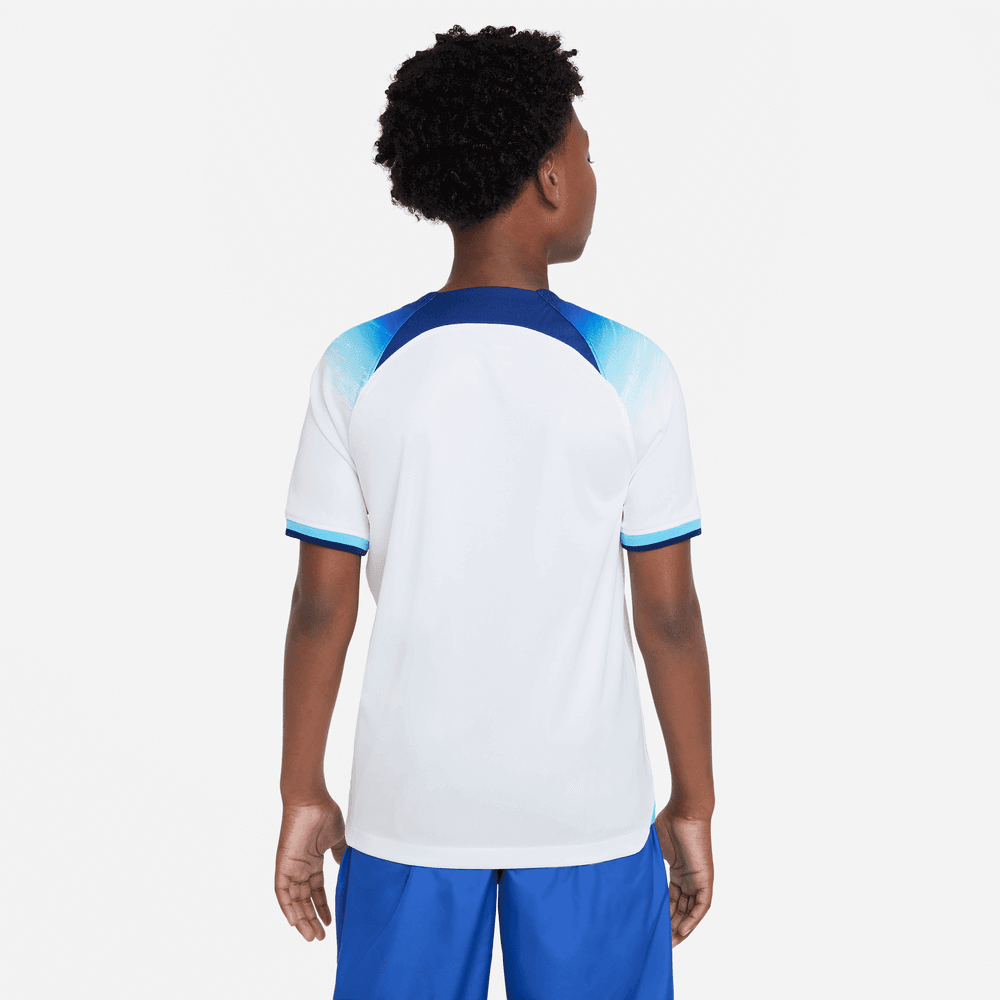 Nike 2022-23 England Youth Home Jersey - White-Blue (Model - Back)
