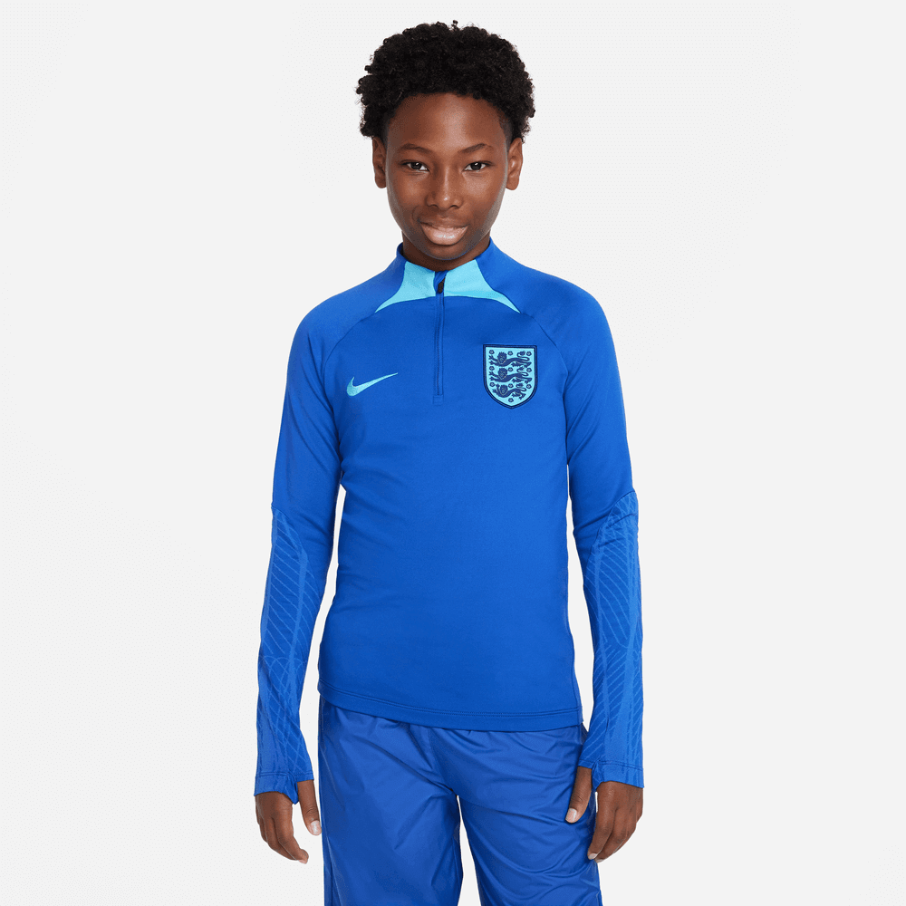 Nike 2022-23 England Youth Strike Drill Top - Game Royal-Blue Fury (Model - Front)