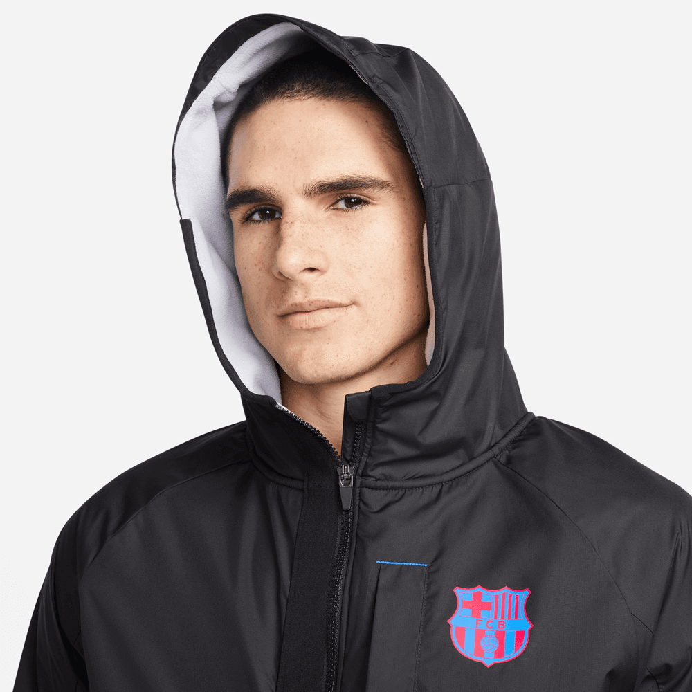 Nike 2022-23 FC Barcelona AWF Full Zip Winter Jacket - Black-Grey (Detail 1)