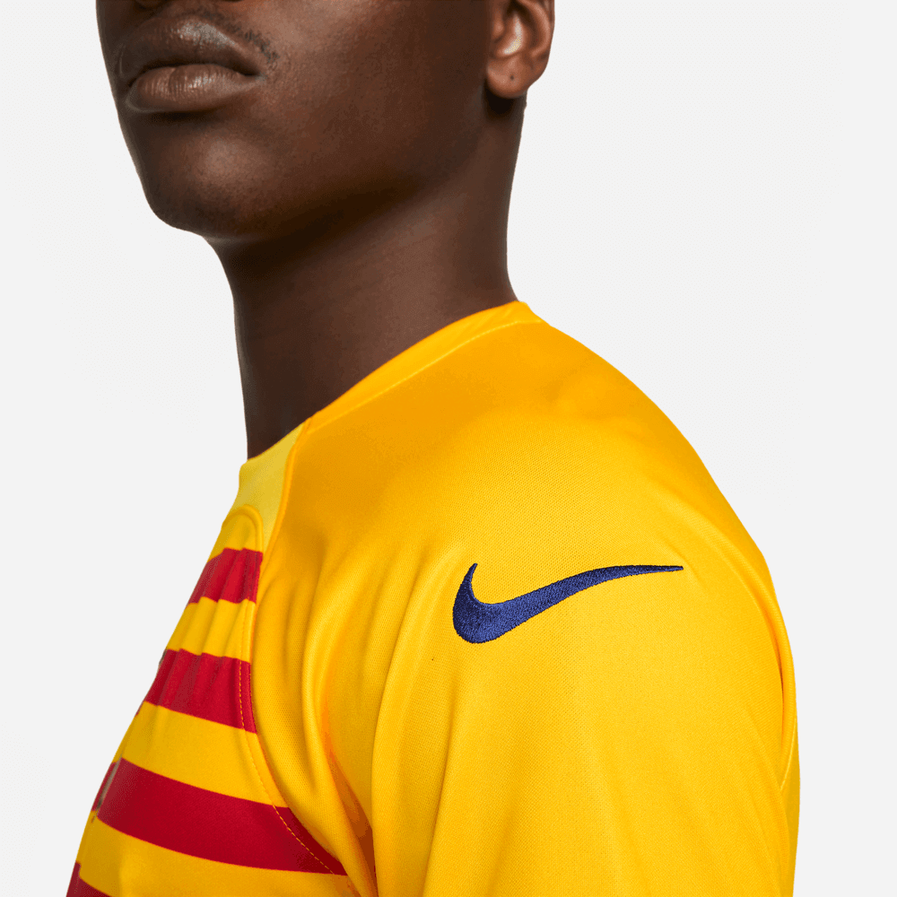 Nike 2022-23 FC Barcelona Fourth Jersey - Yellow - University Red (Detail 2)