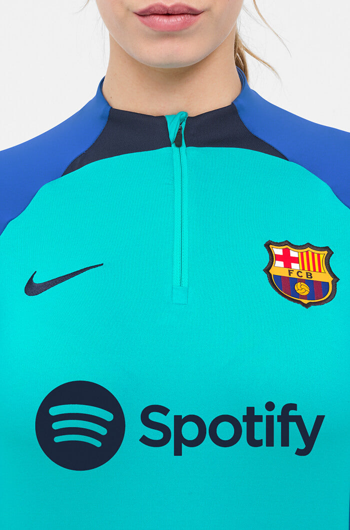 Nike 2022-23 FC Barcelona Women's Strike Drill Top - Aqua-Signal Blue (Detail 1)