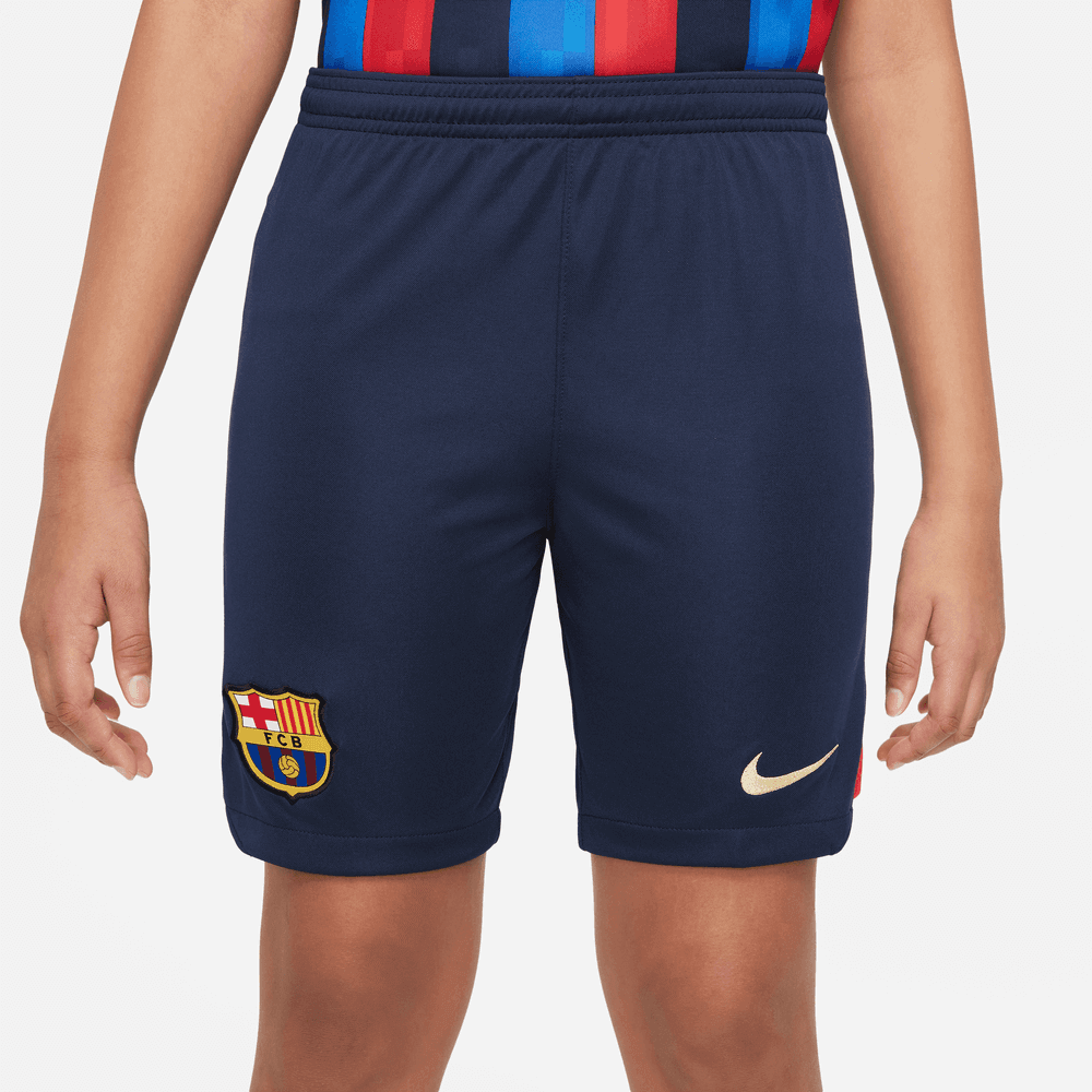 Nike 2022-23 FC Barcelona Youth Stadium Home Shorts - Navy (Front)