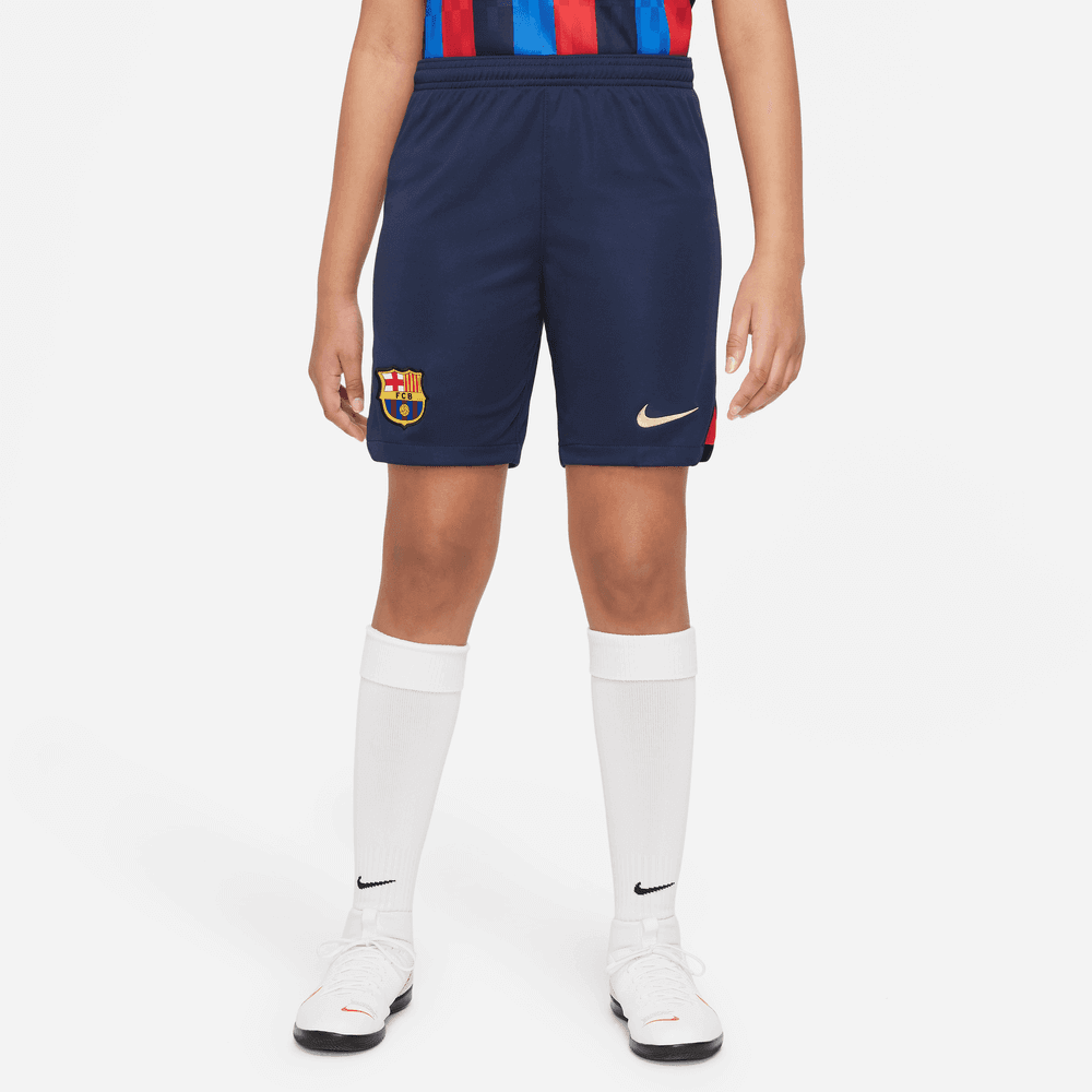 Nike 2022-23 FC Barcelona Youth Stadium Home Shorts - Navy (Model - Front)