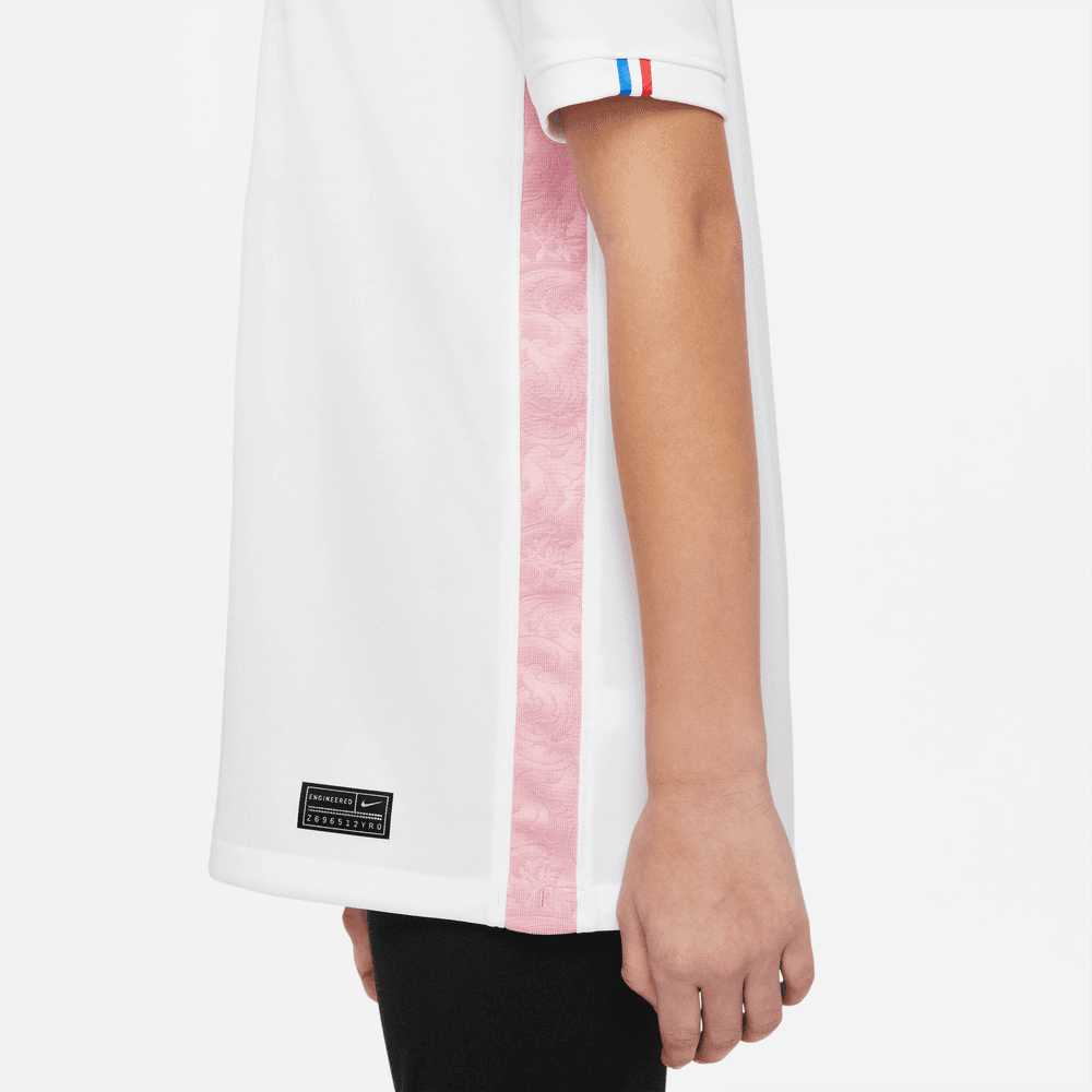 Nike 2022-23 France Away Youth Jersey White-Pink Glaze-Blue (Detail 3)