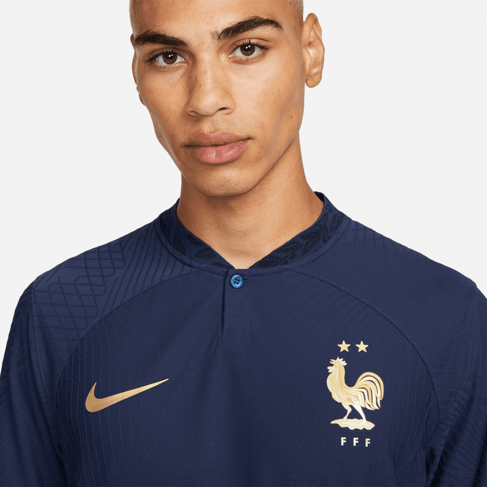 Nike 2022-23 France Home Vapor Match Authentic Jersey Navy-Gold (Detail 1)