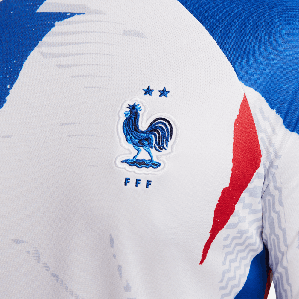 Nike 2022-23 France Long-Sleeve Pre-Match Jersey - White-Royal-Red (Detail 2)