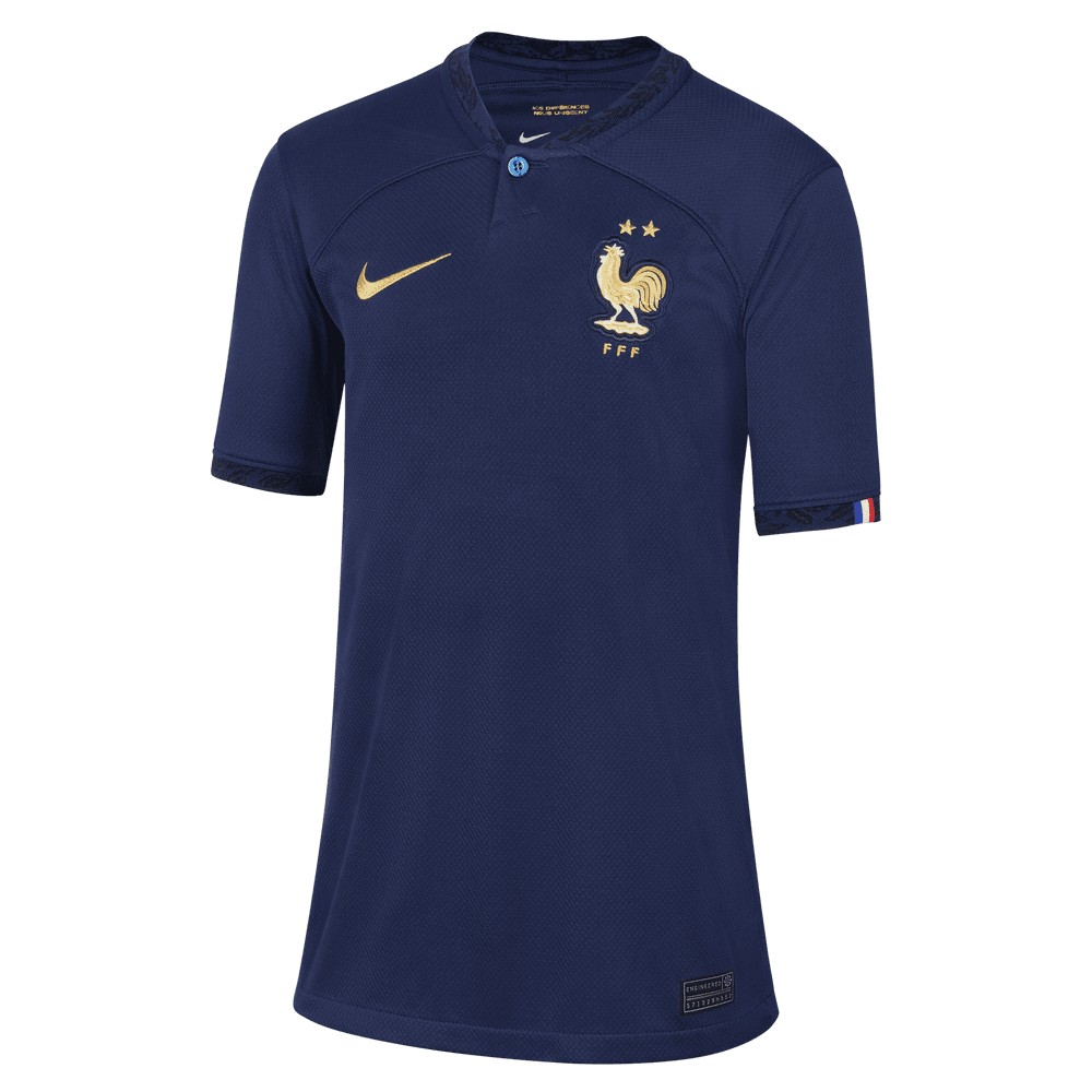 Nike 2022-23 France Youth Home Jersey - Midnight Navy-Metallic Gold (Front)