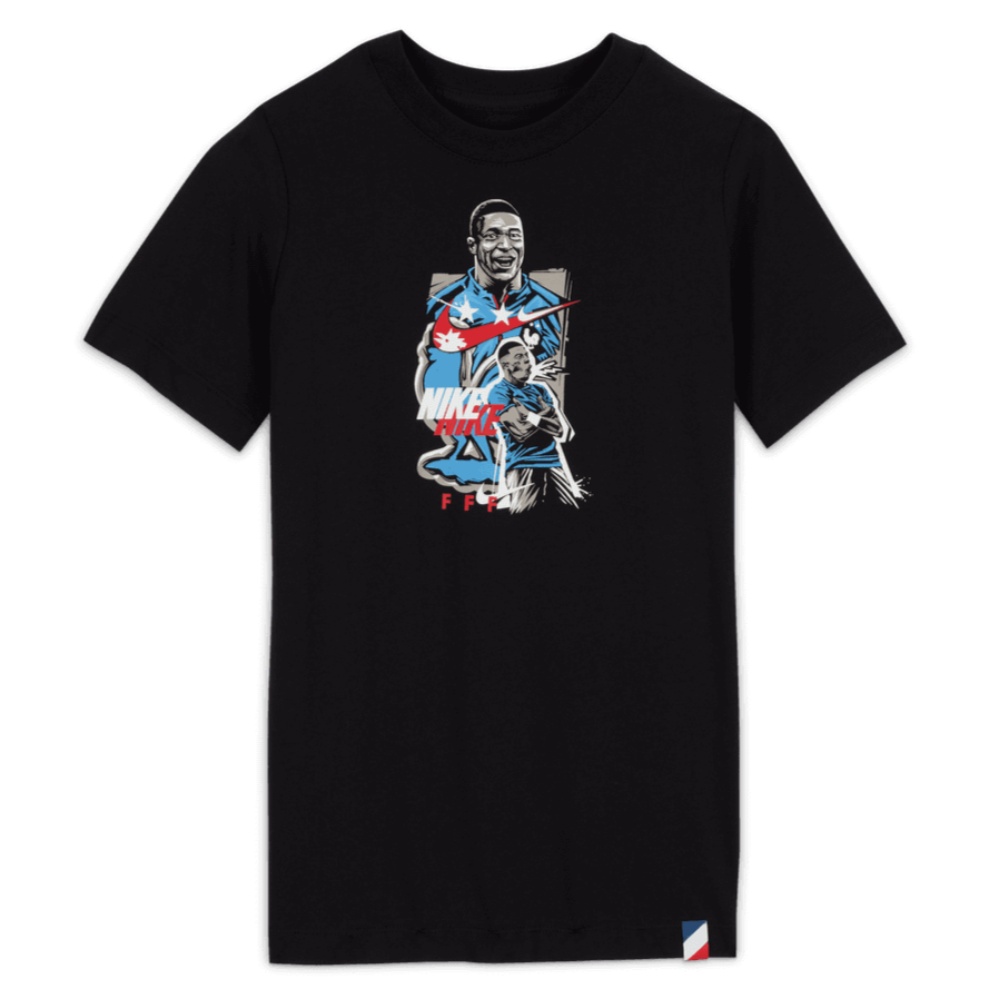 Nike 2022-23 France Youth Mbappe Tee - Black (Front)
