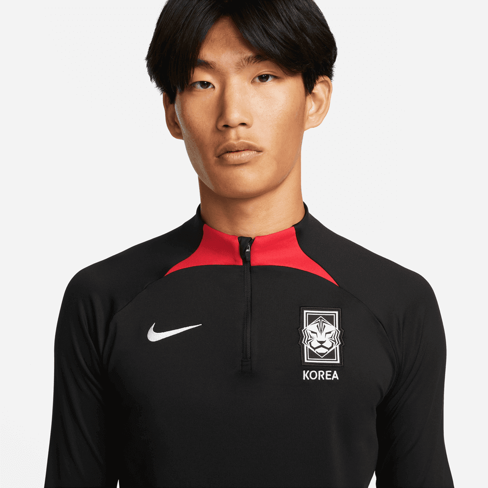 Nike 2022-23 Korea Strike Drill Top - Black-Global Red (Detail 1)