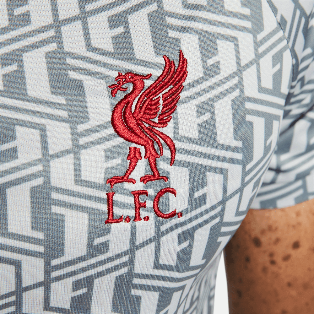 Nike 2022-23 Liverpool FC Dri-Fit Pre-Match Top Short-Sleeve - Grey-Red (Detail 3)
