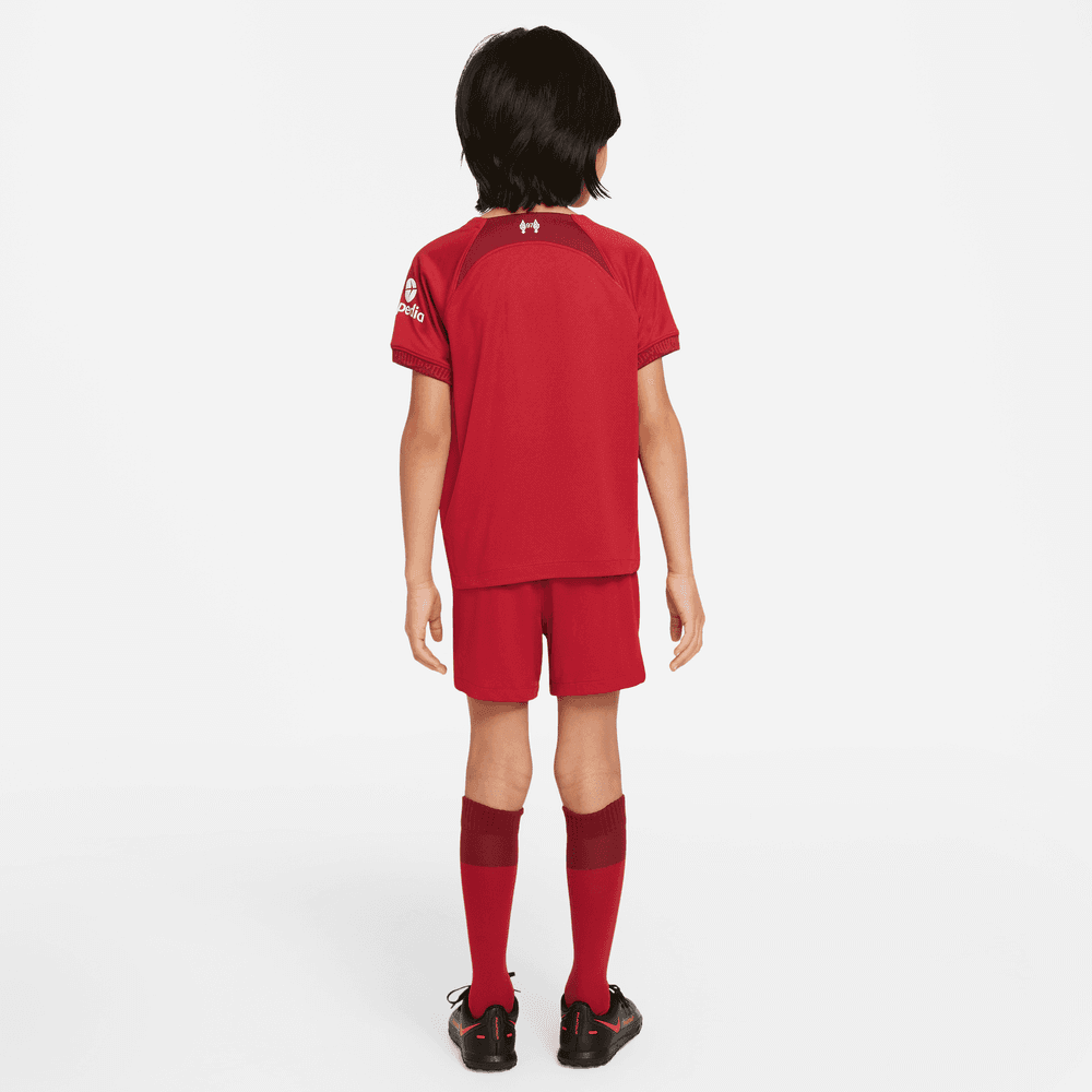 Nike 2022-23 Liverpool Little Kid's Home Kit - Tough Red (Model - Back)