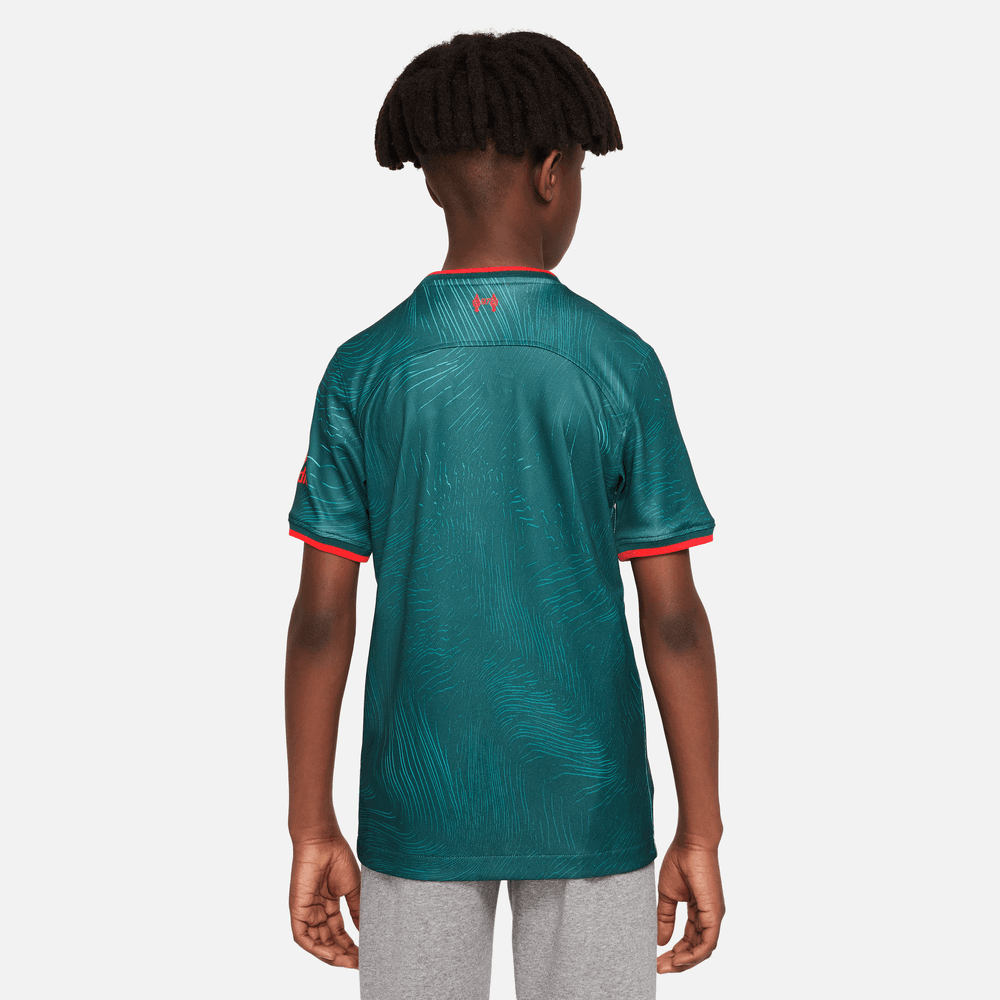 Nike 2022-23 Liverpool Youth Third Jersey - Atomic Teal-Siren Red (Model - Back)