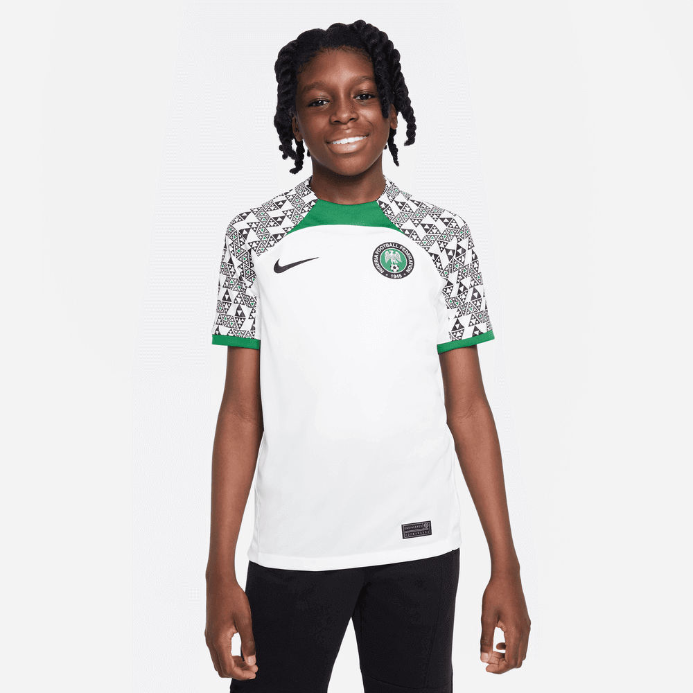 Nike 2022-23 Nigeria Youth Away Jersey - White-Black (Model - Front)