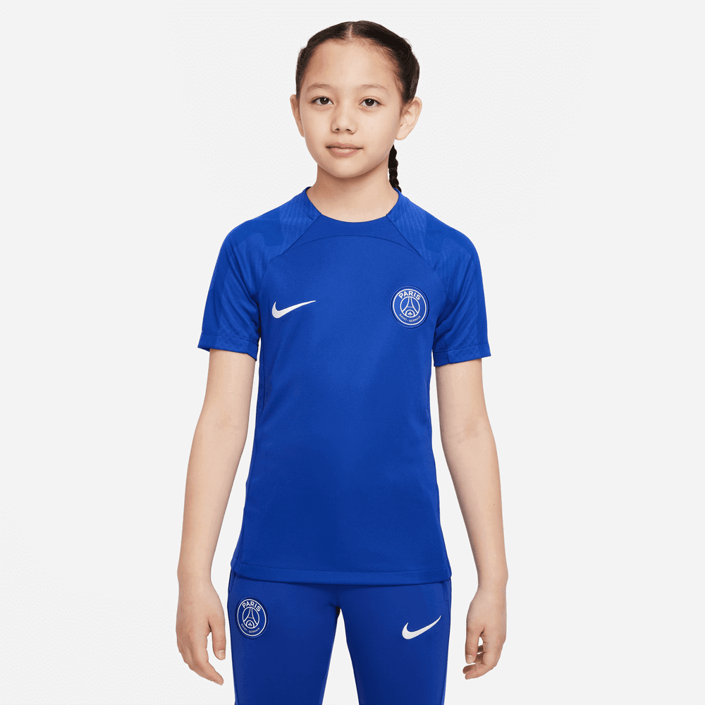 Nike 2022-23 PSG DF Strike SS Youth Top Blue (Model - Front)