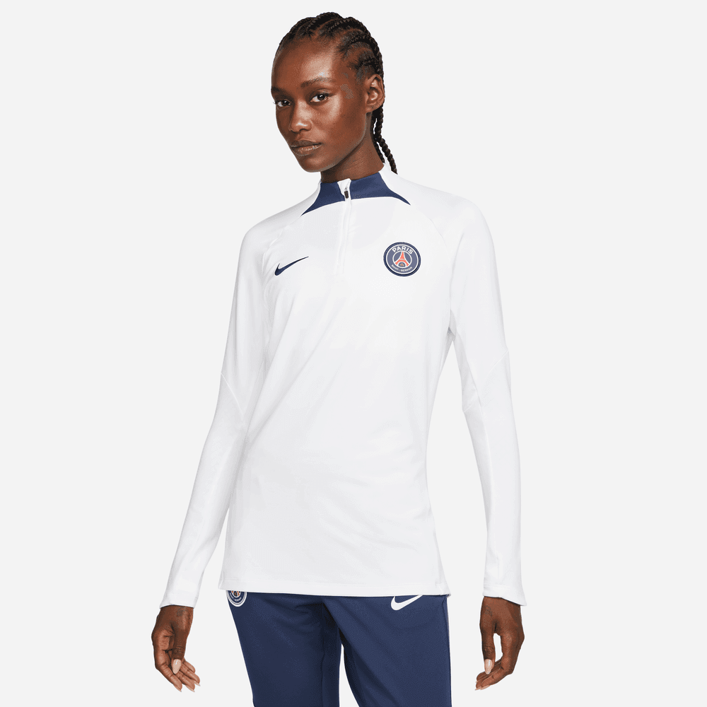 Nike 2022-23 PSG Women's Strike Drill Top - White-Navy (Model - Front)