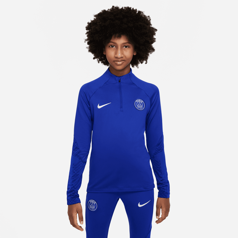 Nike 2022-23 Paris Saint-Germain Youth Strike Knit Drill Top - Blue (Model - Front)