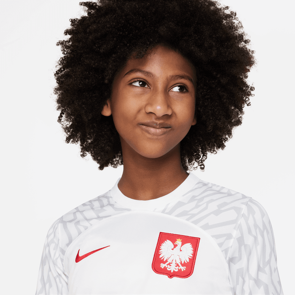 Nike 2022-23 Poland Youth Home Jersey - White (Detail 1)