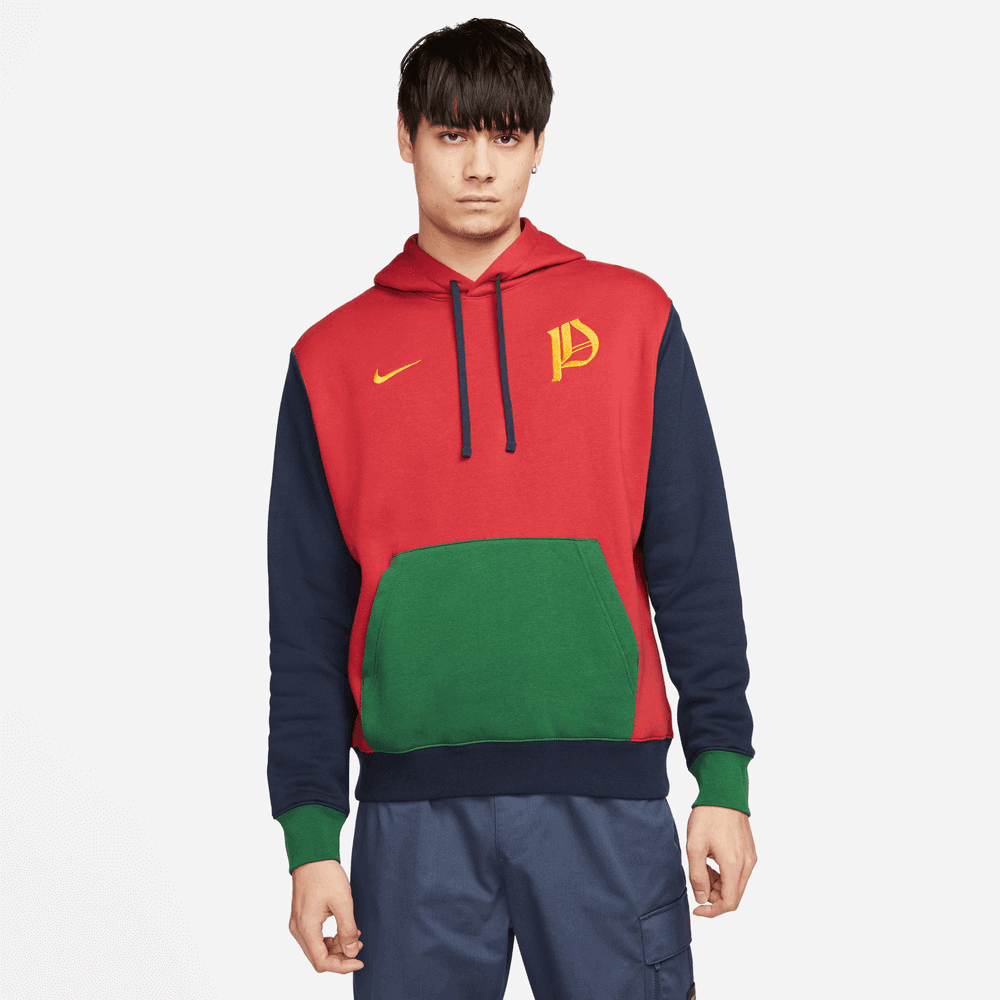 Nike 2022-23 Portugal Fleece PO Hoodie - Red-Obsidian-Green (Model - Front)