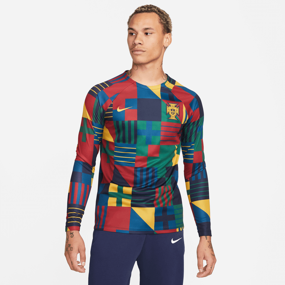 Nike 2022-23 Portugal Long-Sleeve Pre-Match Jersey (Model - Front)