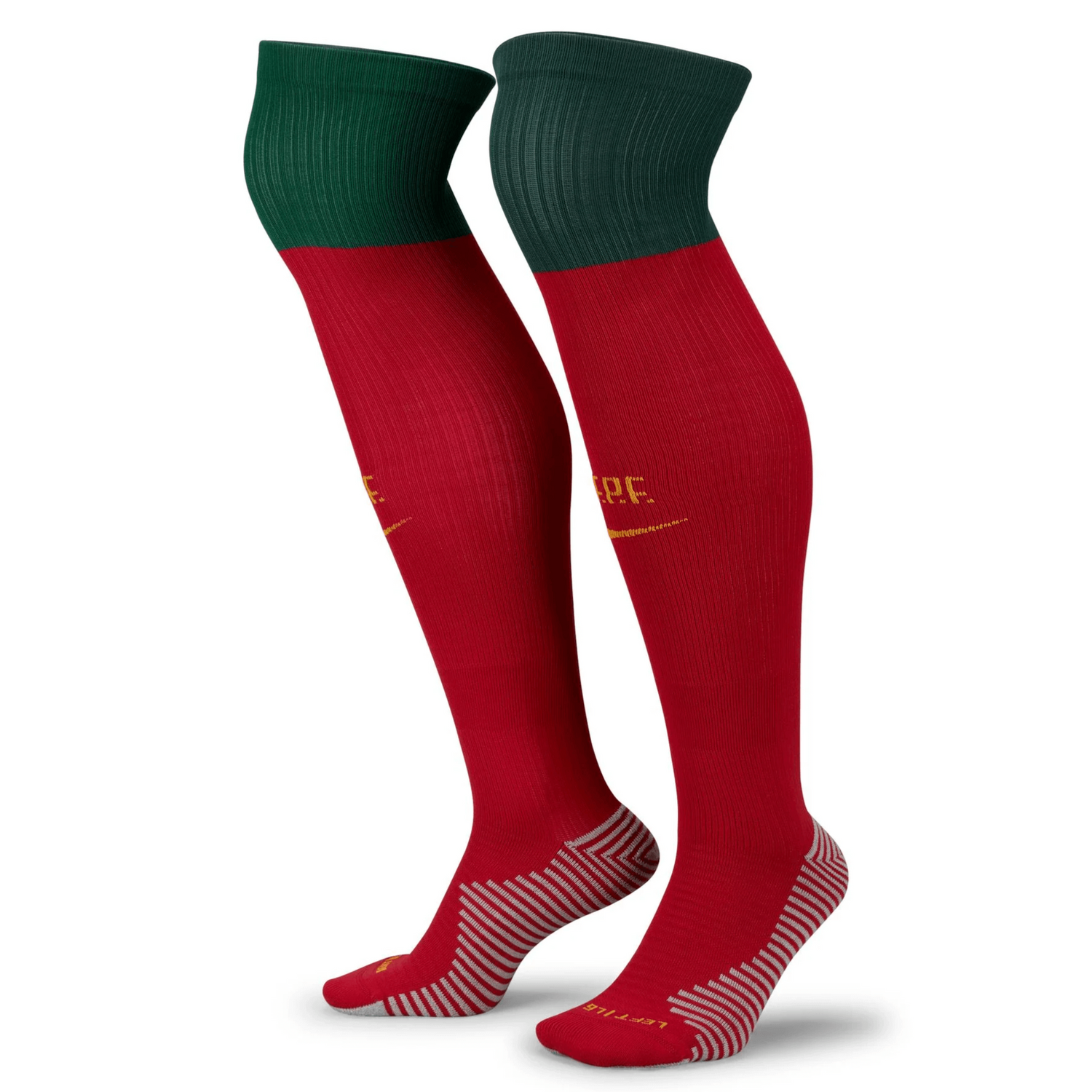 Nike 2022-23 Portugal Strike Home Knee-High Sock - Red - Greed (Pair - Lateral)