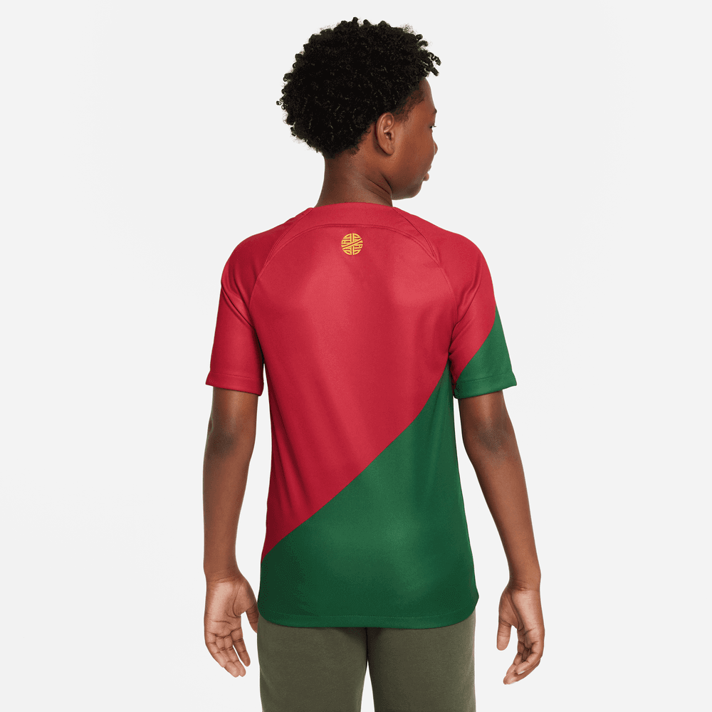 Nike 2022-23 Portugal YOUTH Home Jersey - Red-Green (Model - Back)