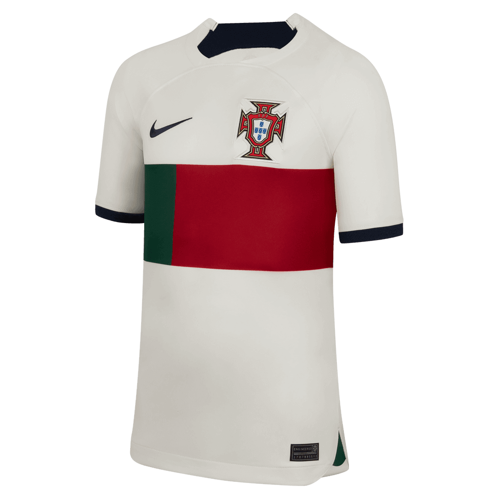 Nike 2022-23 Portugal Youth Away Jersey - White-Red-Green (Front)