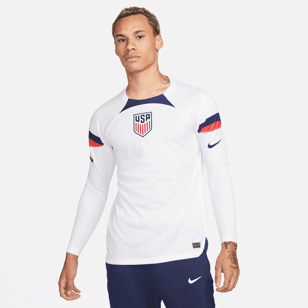 Nike 2022-23 USA Home Long Sleeve Jersey White-Loyal Blue (Model - Front)
