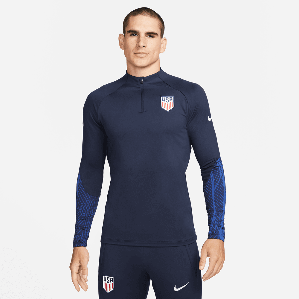 Nike 2022-23 USA Strike Drill Top - Obsidian-Bright Blue (Model - Front)