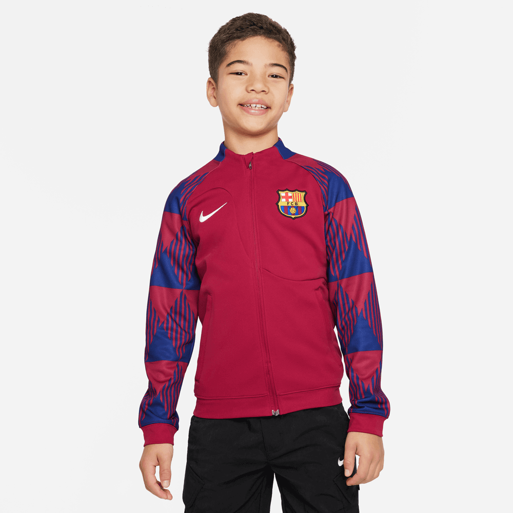 Nike 2023-24 Barcelona Youth Anthem Jacket - Noble Red (Model - Front)