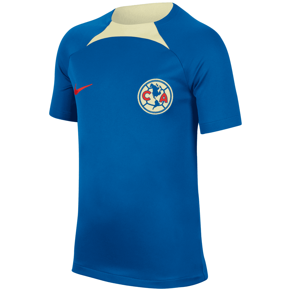 Nike 2023-24 Club America Youth Academy Drill Top - Blue-Yellow (Front)
