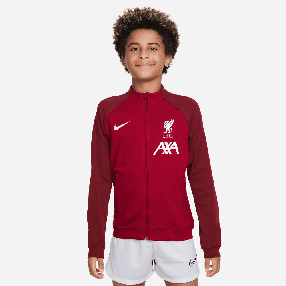 Nike 2023-24 Liverpool Youth Anthem Jacket - Red - White (Model - Front)