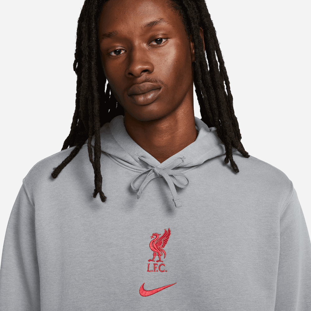 Nike 2023 Liverpool FC Fleece PO Hoodie - Grey (Detail 1)